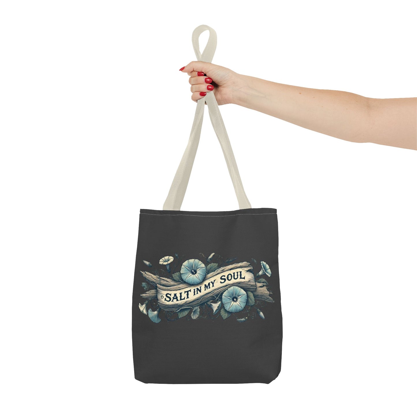 Salt in my Soul Faded Morning Glory and Driftwood Beach Bag - Tote Bag, Shoulder Bag, Shopping Bag, Beach Tote, Summer Bag