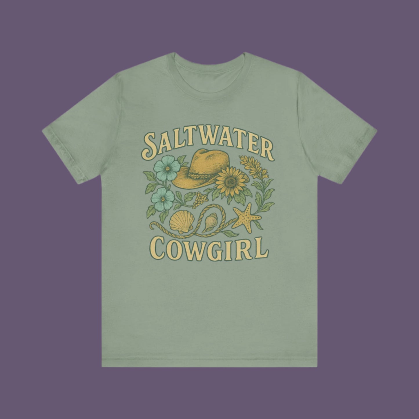 Saltwater Cowgirl Oversized faded beach Tee