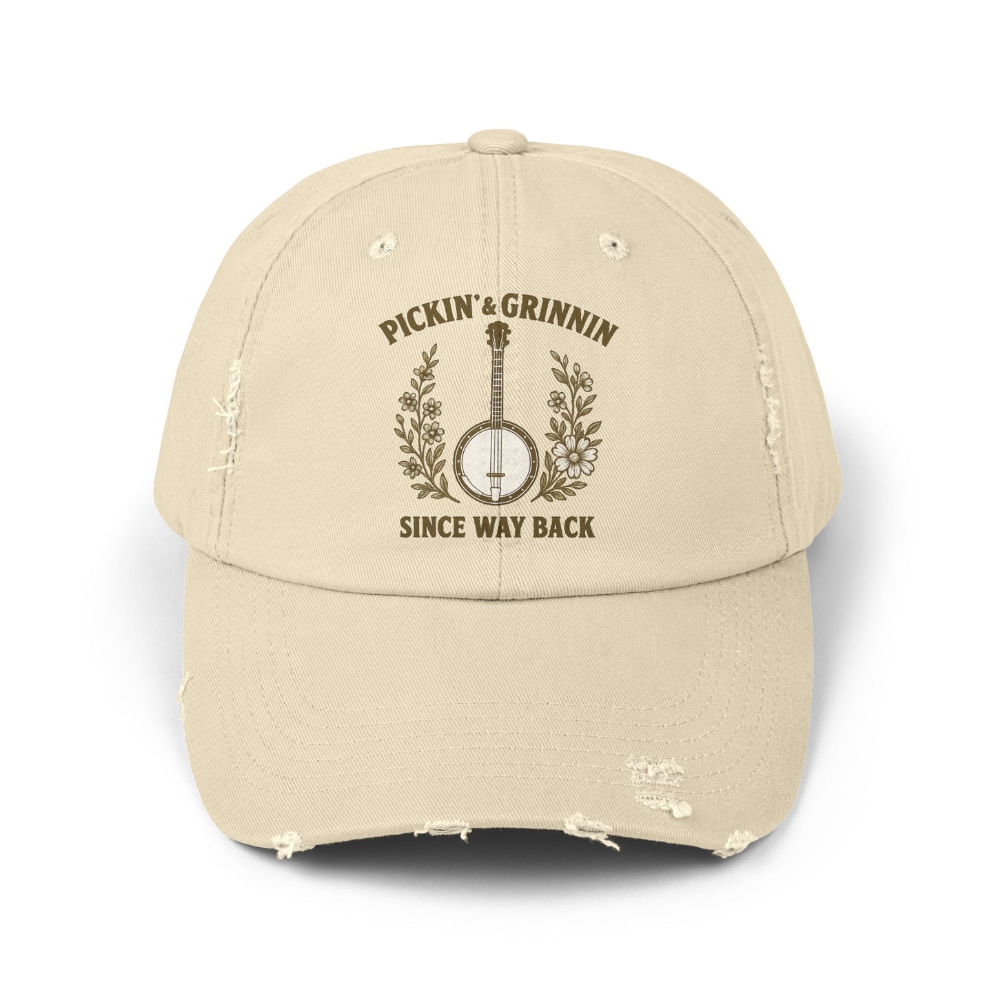 Unisex Distressed Cap - Stylish Bluegrass Hat for Music Lovers, Perfect Gift for Musicians, Casual Wear, Festival Fashion, Vintage Cap