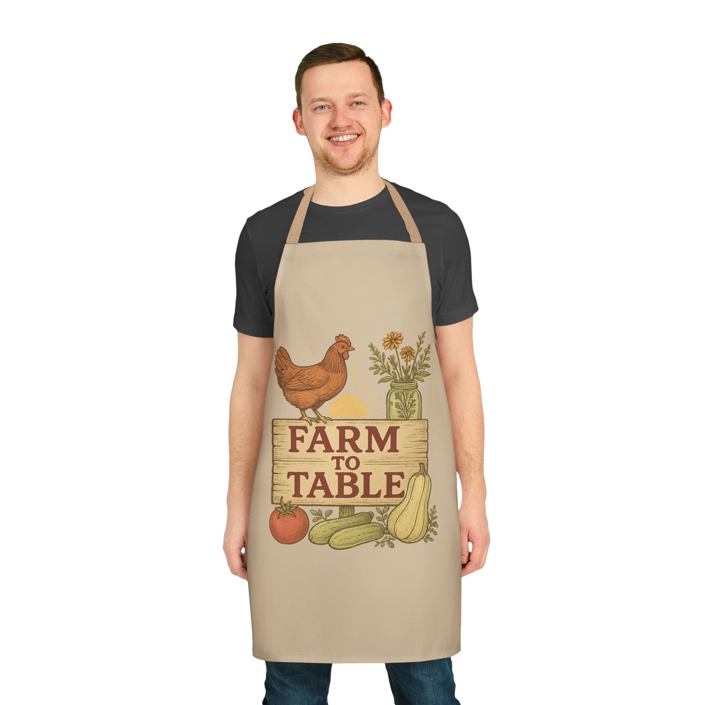 Farm to Table Apron, Kitchen Gift for Home Cooks, Gardening, Cooking Class, Farmhouse Decor, BBQ Party Essentials