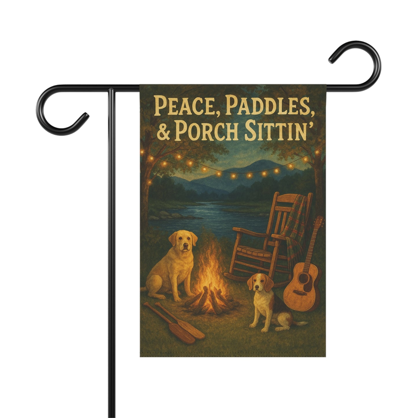 Cozy Garden Banner, Outdoor Decor, Porch Welcome Flag, Campfire Vibes, Dog Lover Gift, Summer Decor