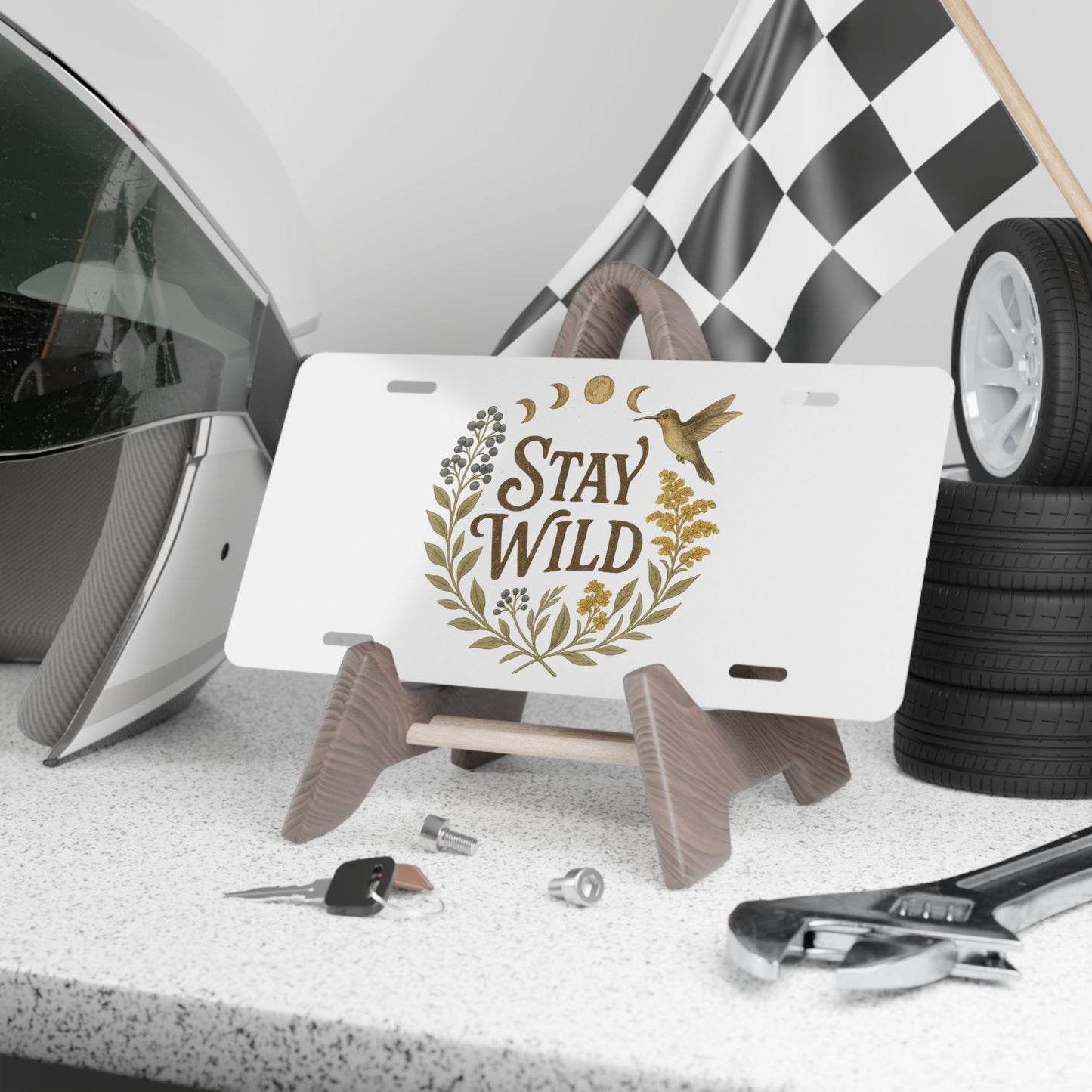 Boho Vanity Plate, Stay Wild License Plate, Personalized Car Decor, Unique Gift for Nature Lovers, Custom Auto Accessory