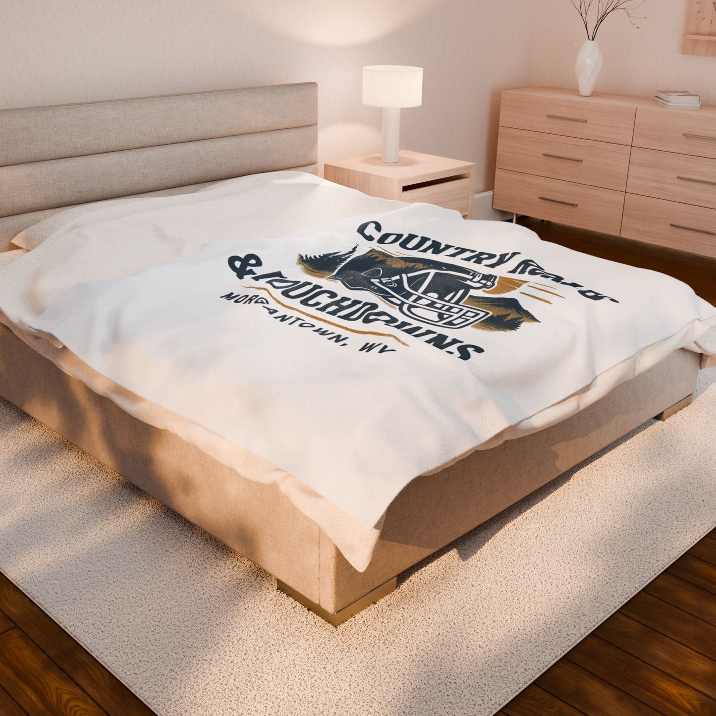Football-Themed Velveteen Plush Blanket, Cozy Gift for Sports Fans, Country Roads & Touchdowns Decor, Perfect for Tailgating, Game Night