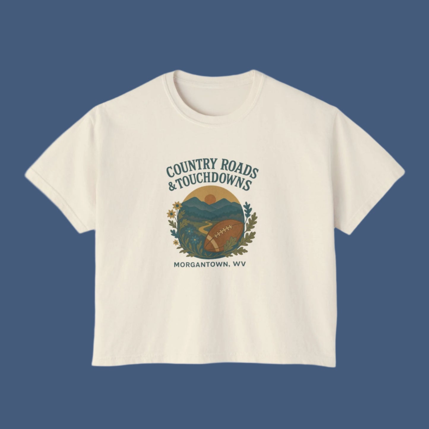 Cropped Tee, West Virginia Gameday Shirt, Game Day T-Shirt, Boxy Fit Top