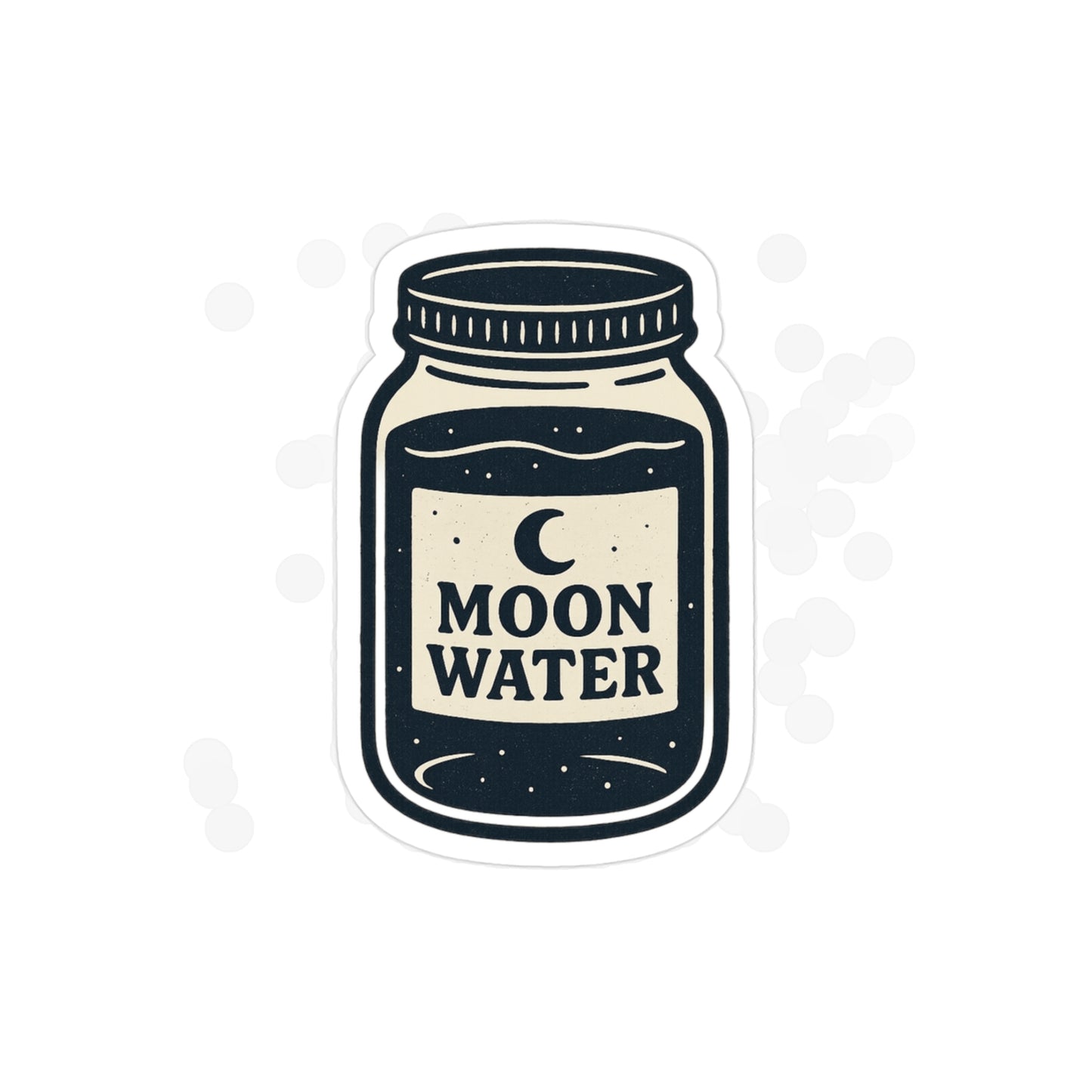 Moon Water Die-Cut Transparent Outdoor Sticker, Aesthetic Vinyl Decal for Water Bottles, Laptops, Cars & Journals, Boho Sticker