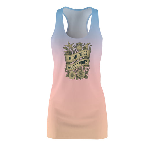 High Tides & Good Vibes Women's Racerback Dress, Summer Dress, Beachwear, Vacation Outfit, Casual Wear, Gift for Her
