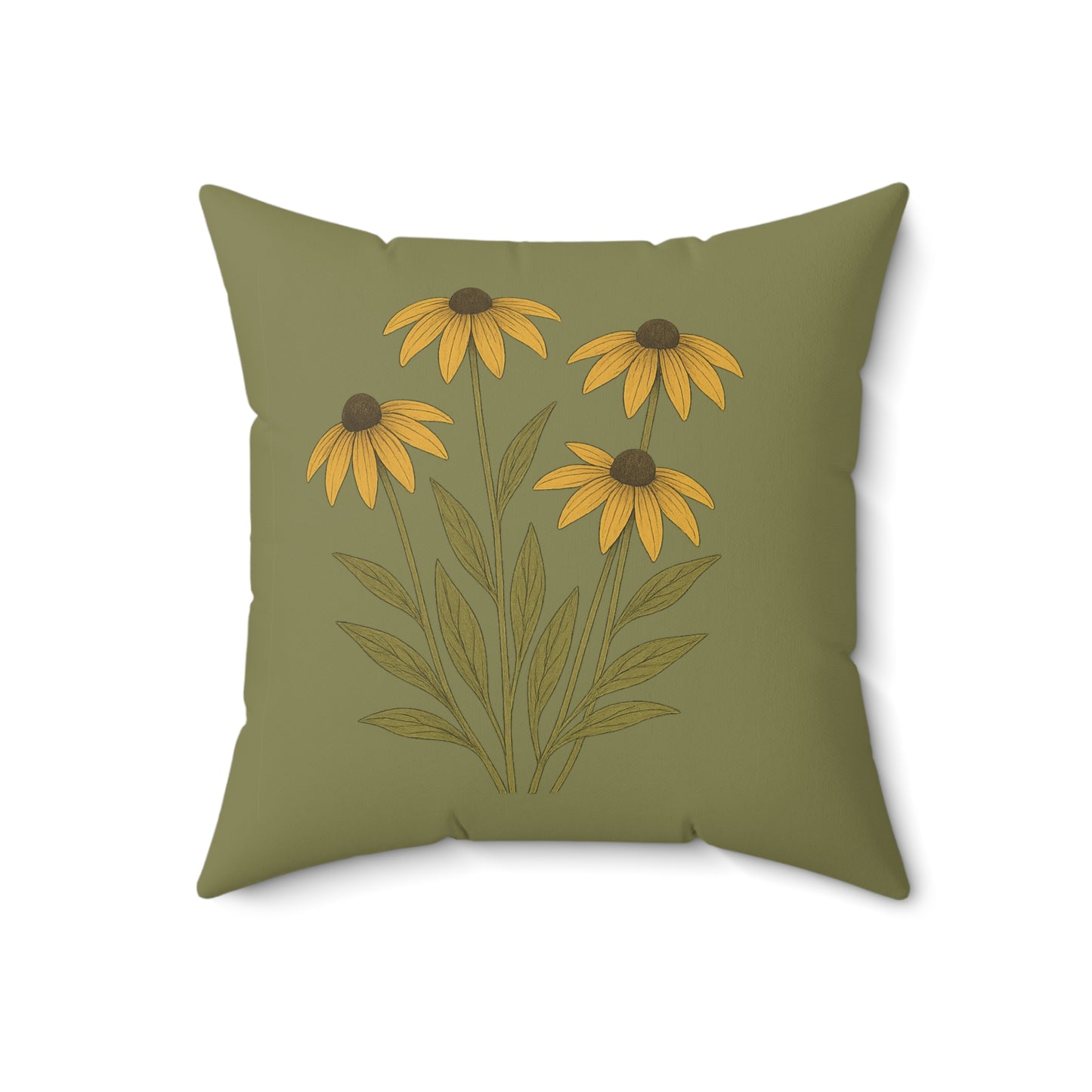 Wildflower Sage Square Pillow for Home Decor, Floral Accent Cushion, Decorative Throw Pillow Set, Red and White Flowers, Spun Polyester