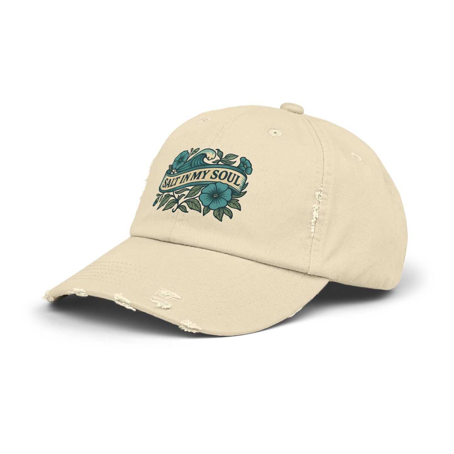 Distressed Cap, Vintage Hat, Beach Ball Cap, Retro Sun Hat, Salt in my Soul Cap, Driftwood Morning Glory Hat