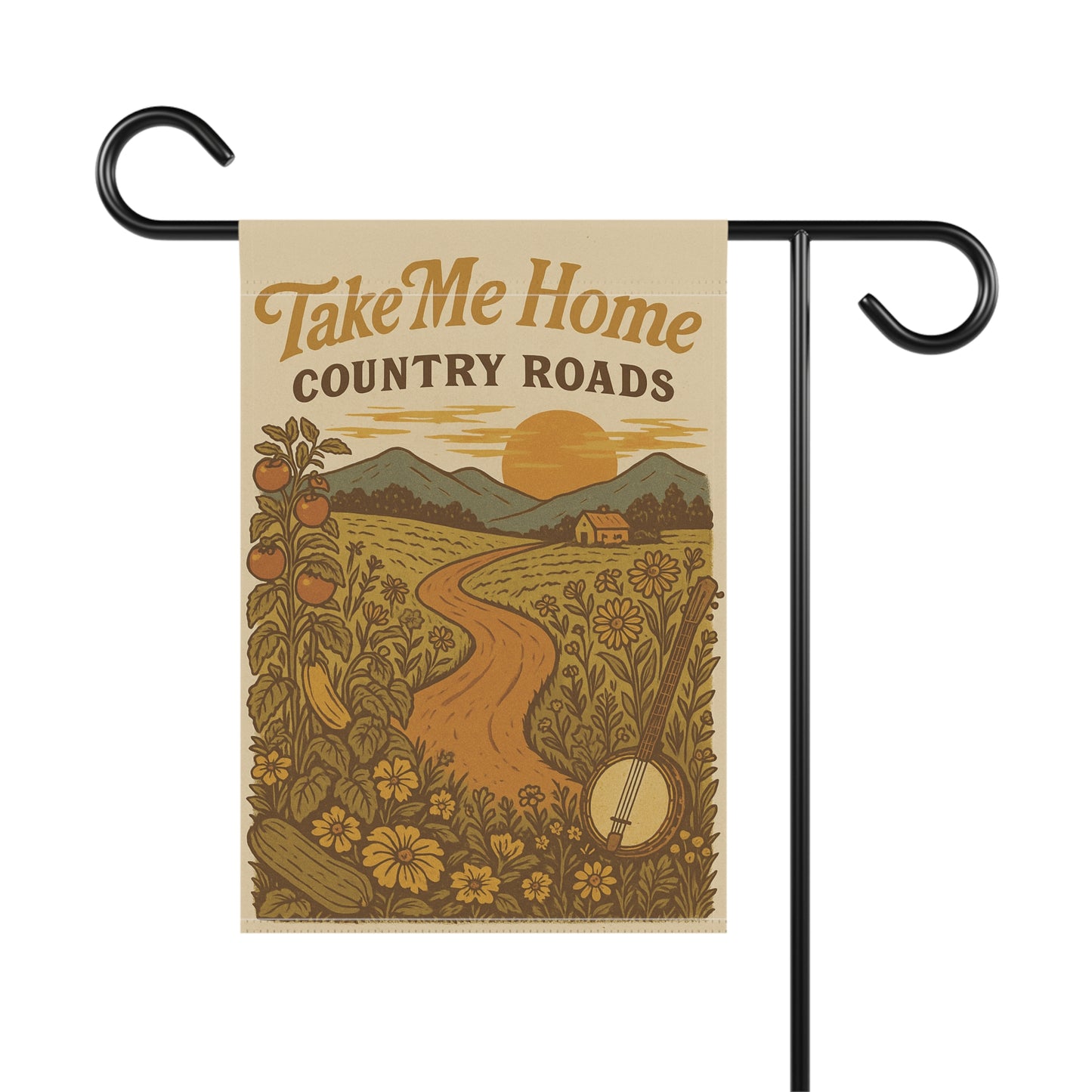 Take Me Home Country Roads Garden Flag, Rustic West Virginia Outdoor Decor, Appalachian Yard Flag, Country Music Inspired Banner