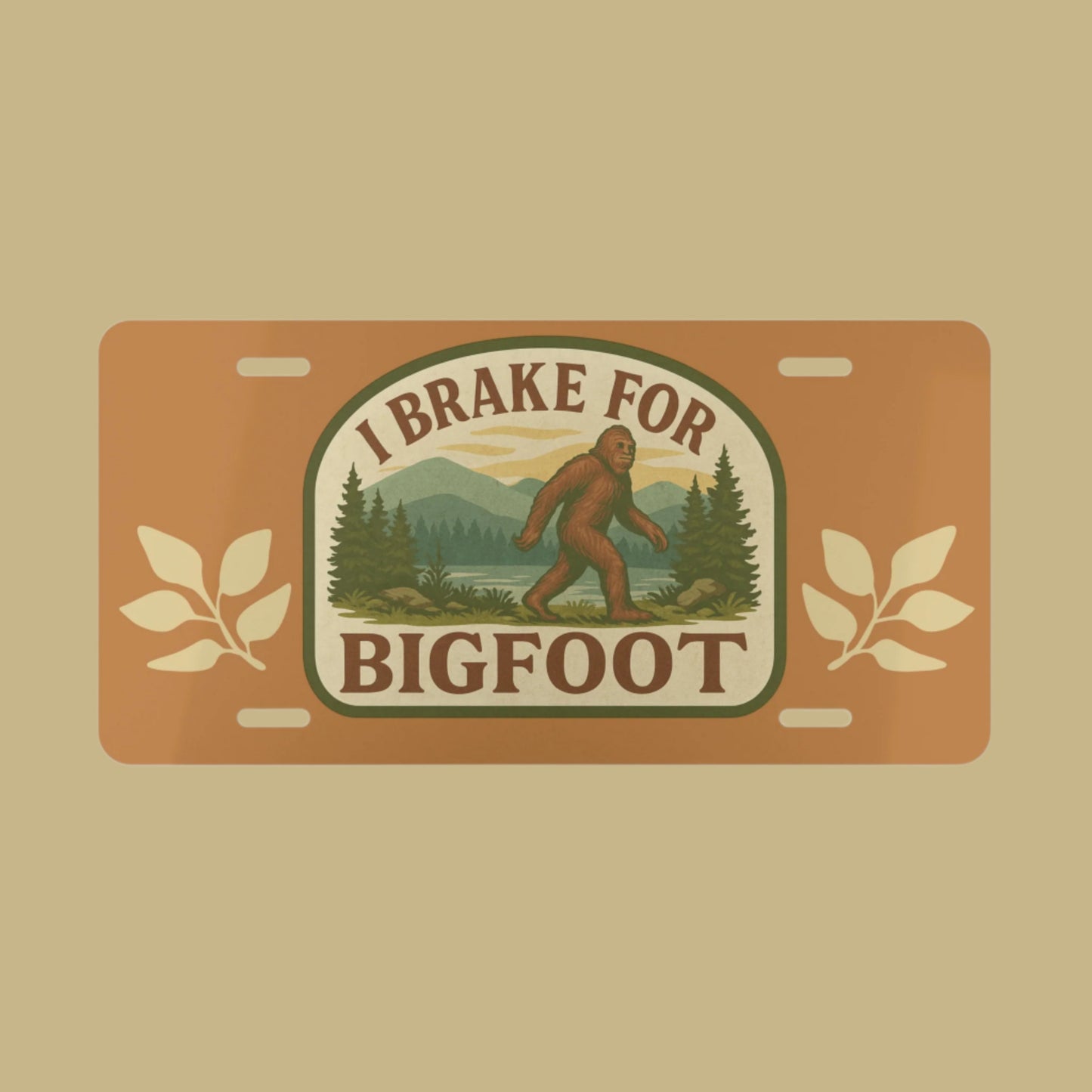 I Brake for Bigfoot License Plate, Fun Car Decor, Sasquatch Lover Gift, Unique Vanity Plate, Outdoor Adventure Decor