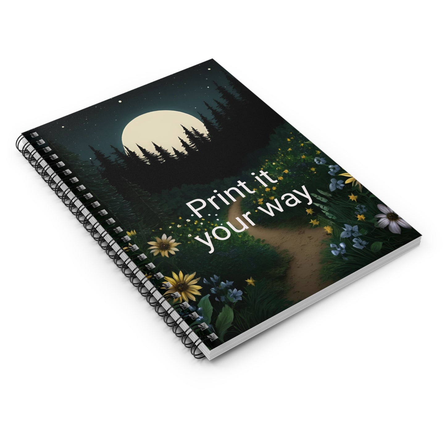 Whimsical Forest Spiral Notebook, Journal for Nature Lovers, Gift for Writers, Moonlit Decoration, Eco-Friendly Stationary