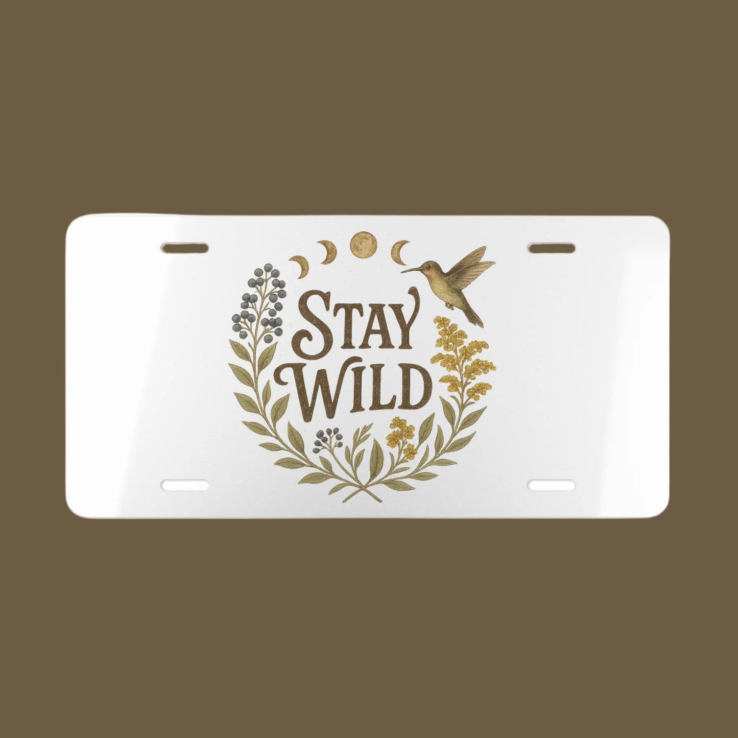 Boho Vanity Plate, Stay Wild License Plate, Personalized Car Decor, Unique Gift for Nature Lovers, Custom Auto Accessory