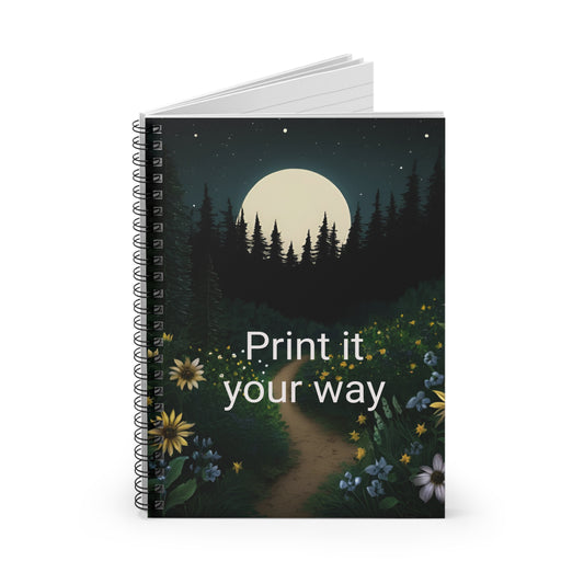 Whimsical Forest Spiral Notebook, Journal for Nature Lovers, Gift for Writers, Moonlit Decoration, Eco-Friendly Stationary