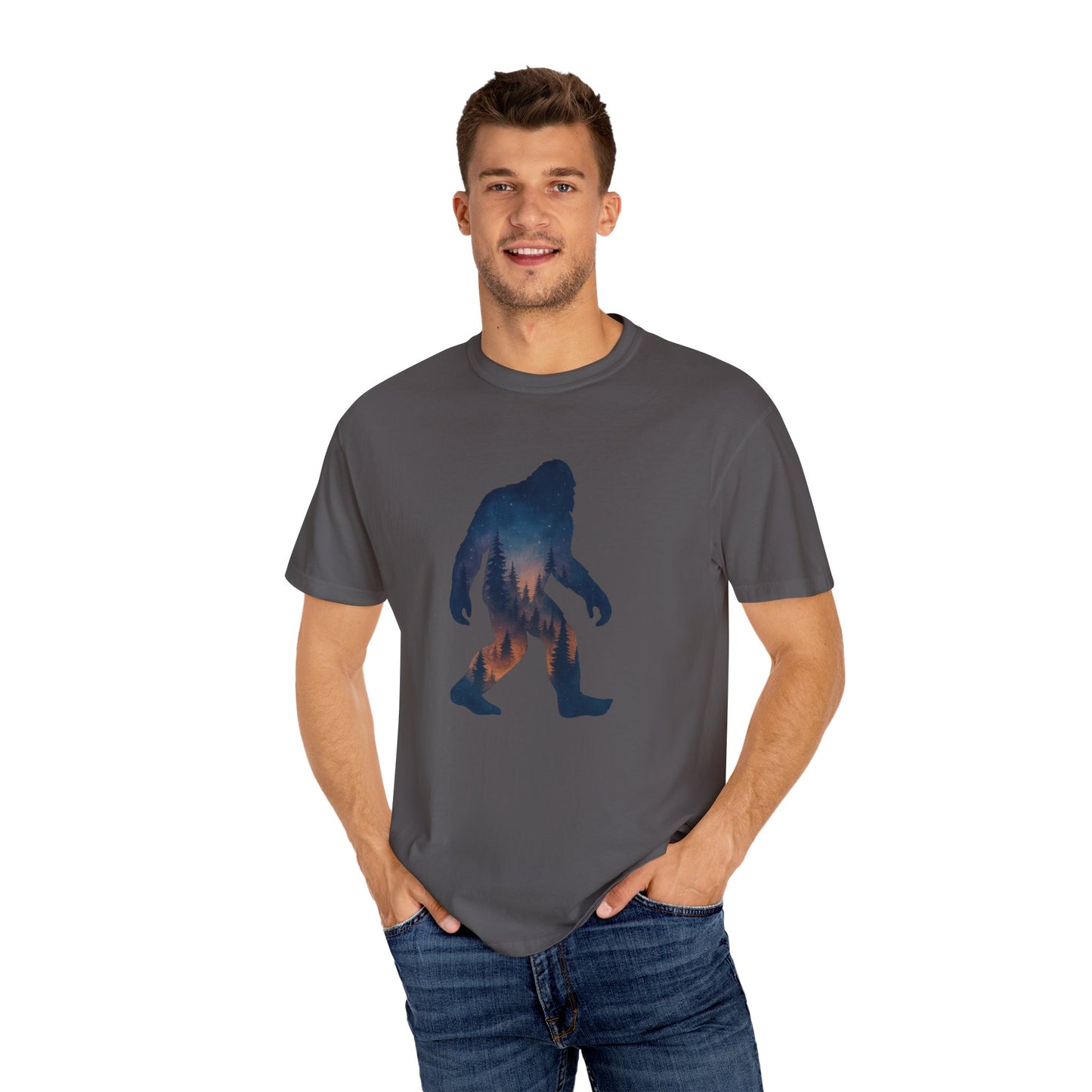 Bigfoot by Moonlight T-Shirt – Sasquatch Forest Cryptid Tee