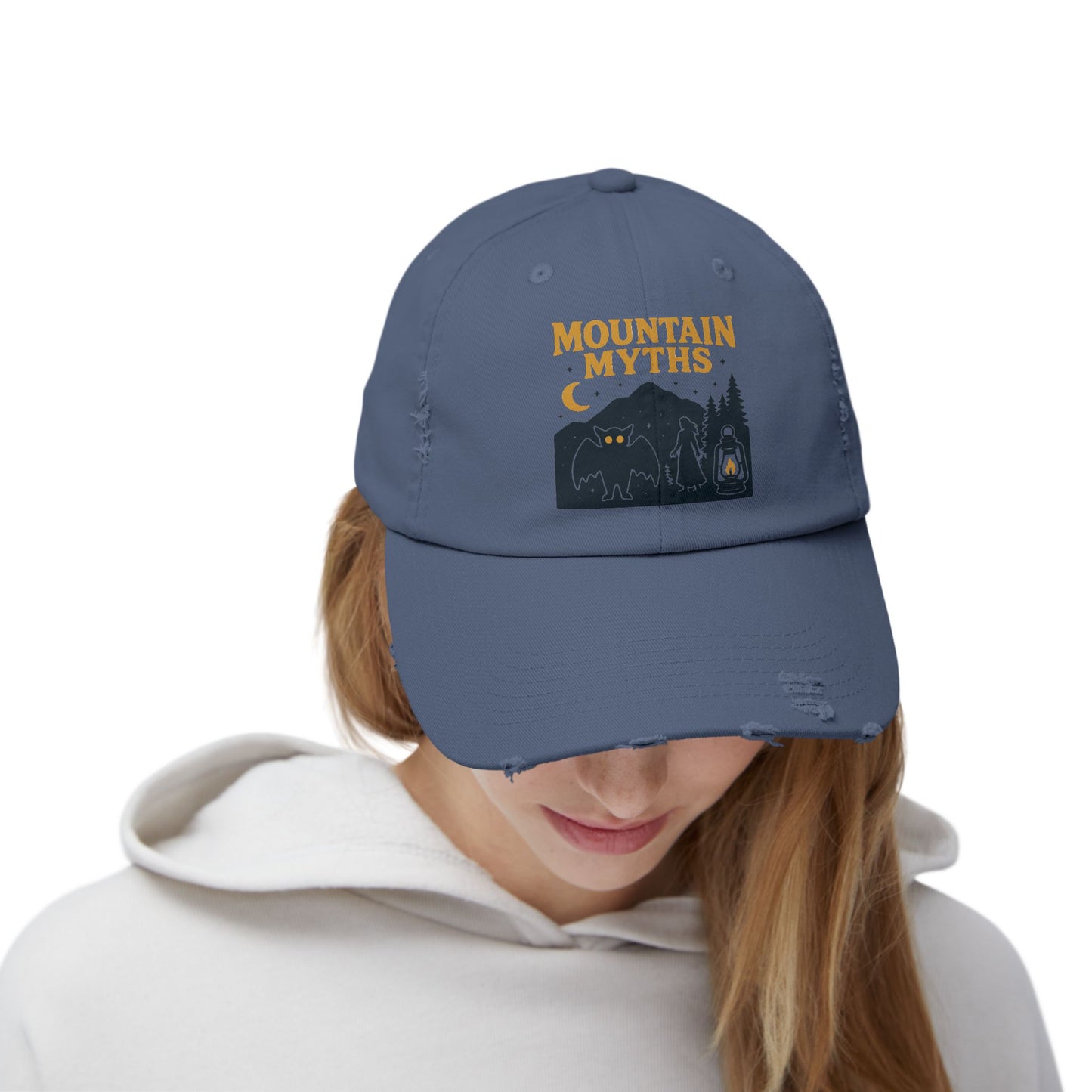 Vintage Appalachian Mountain Myths Distressed Cap, Baseball Hat, Unisex Gift, Outdoor Adventure Headwear, Retro Hiking Accessory