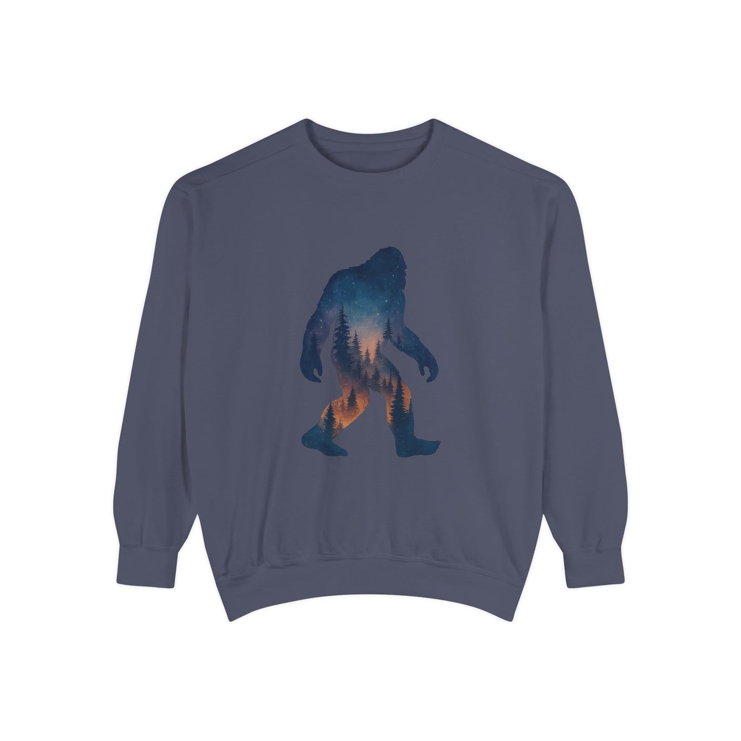 Forest Bigfoot Sweatshirt - Night Sky Unisex Garment-Dyed Crewneck