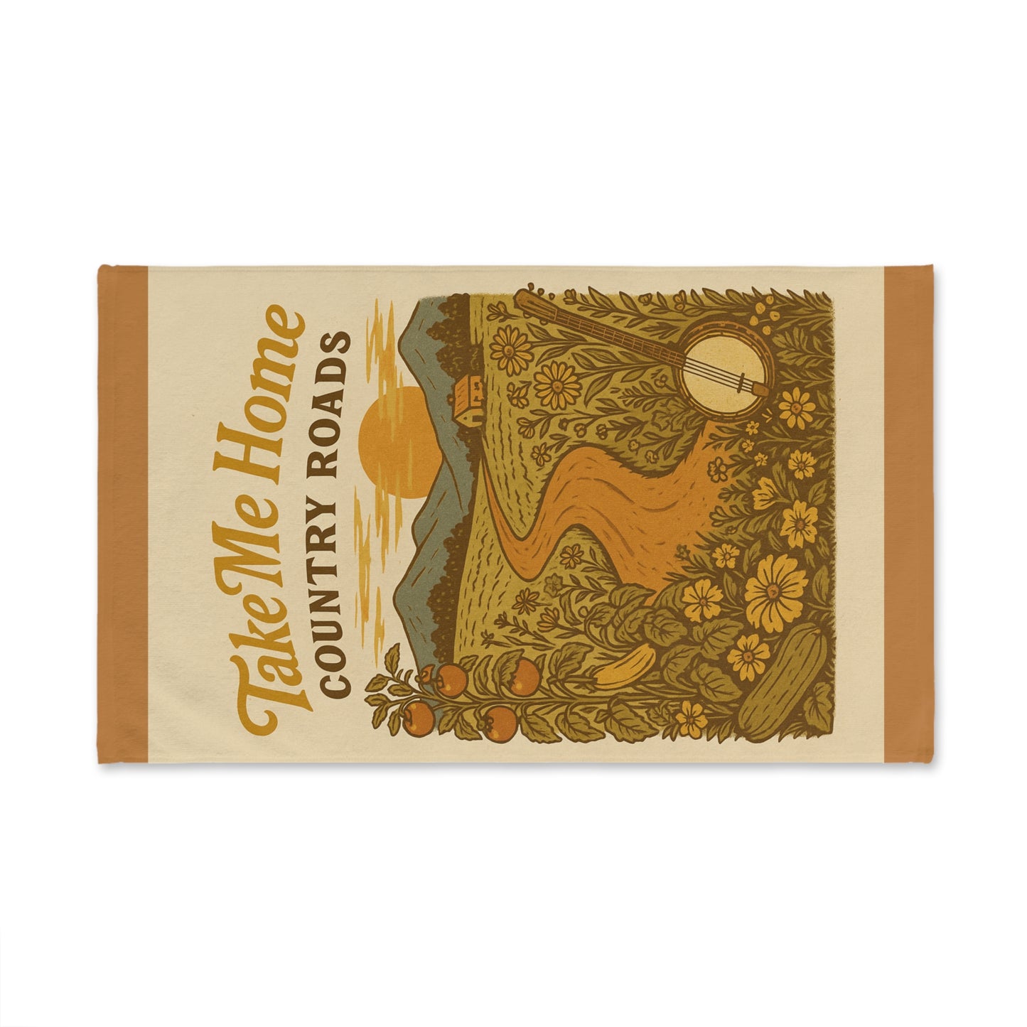 Country Roads Hand Towel - farmhouse kitchen, Rustic Kitchen Towel, Farmhouse Bathroom Decor, Nature Lover Gift, Cabin Towel