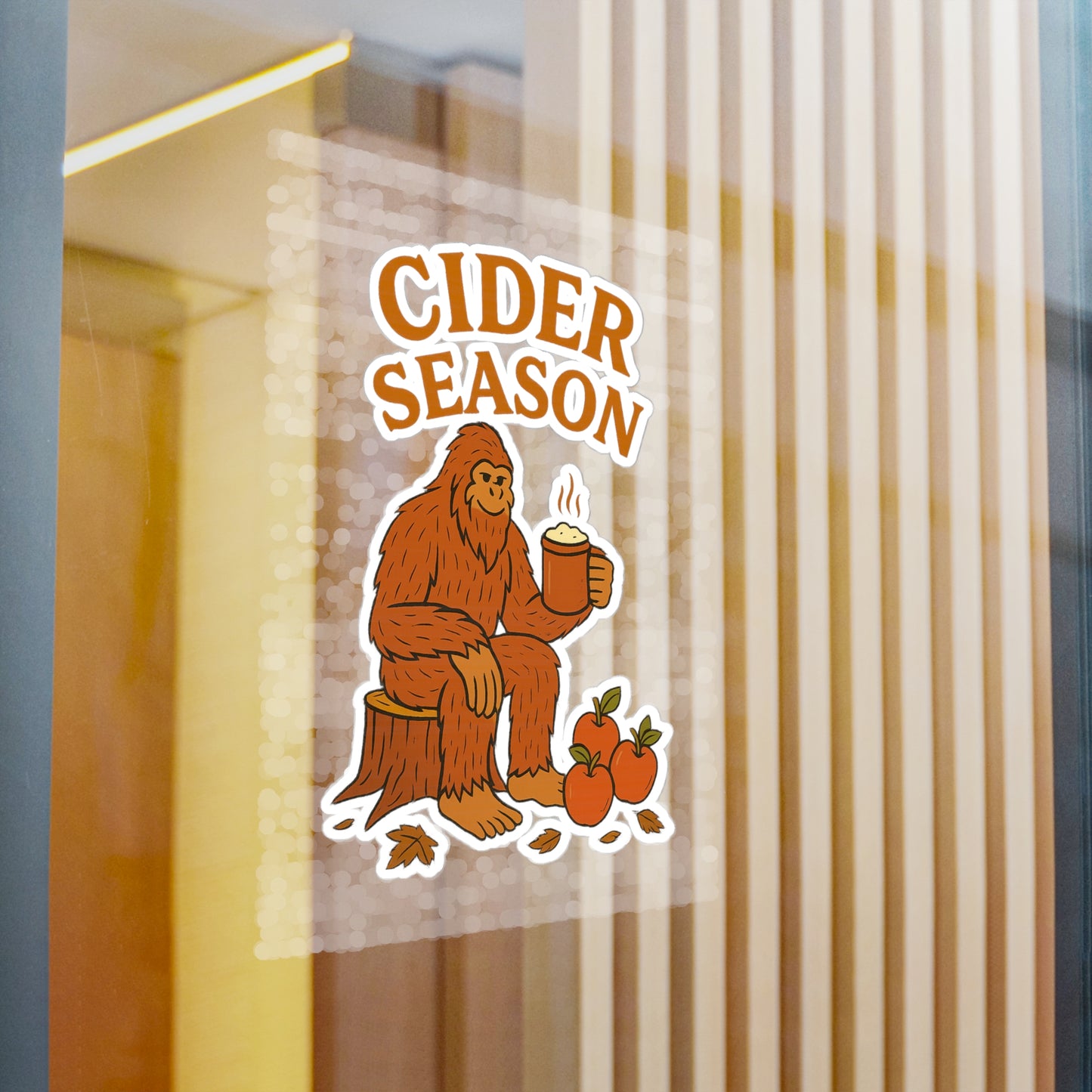 Cider Season Big Foot Sticker – Sasquatch Yeti Cryptid Vinyl Decal