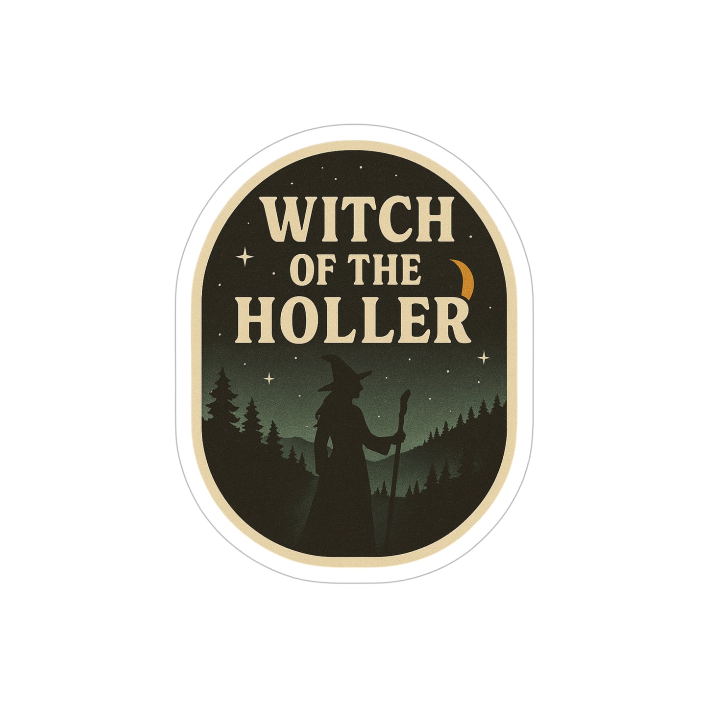 Witch of the Holler Outdoor Sticker, Mystical Die-Cut Design, Car Decor, Halloween Gift, Boho Aesthetic, Nature Lover Decal