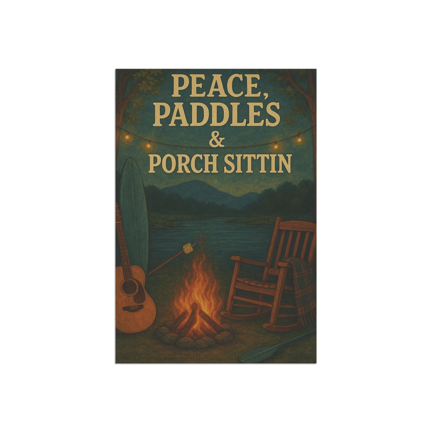 Cozy Outdoor Banner, Peace & Paddles Garden Flag, Porch Decor, Camping Vibes, Summer Gatherings, Lakeside Retreat