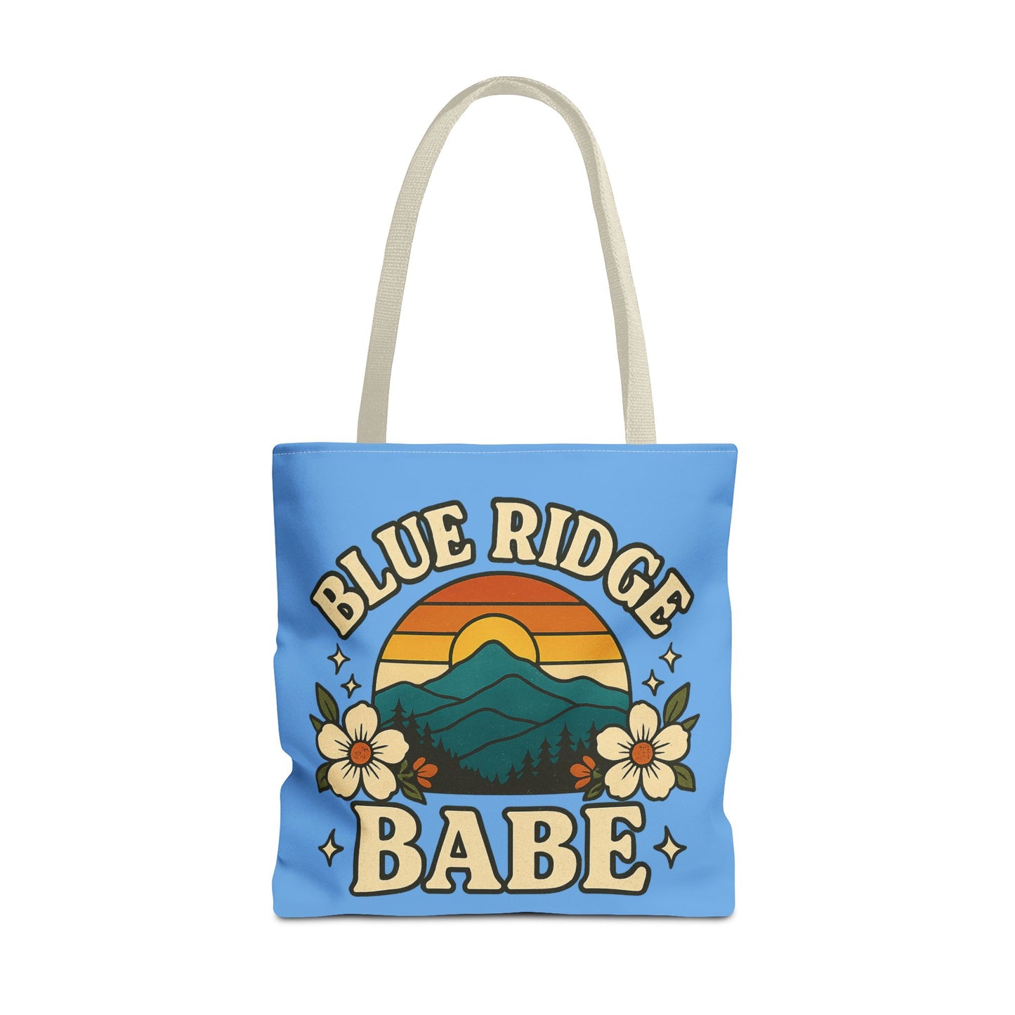 Colorful Blue Ridge Babe Beach Tote Bag, River Lake Ocean Summer Travel Bag, Weekend Getaway Shoulder Purse, Gift for Beach Lover, Boho Chic