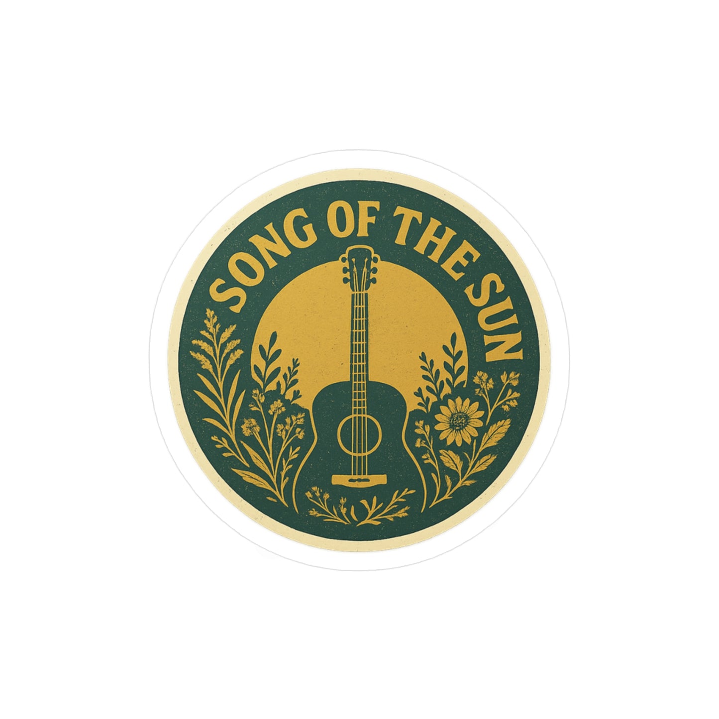 Vinyl Decal Sticker, Guitar Sun Flowers Song of the Sun Collection, Music Decal, Boho Sticker, Laptop Decal, Car Decal, Hippie Decal, Window