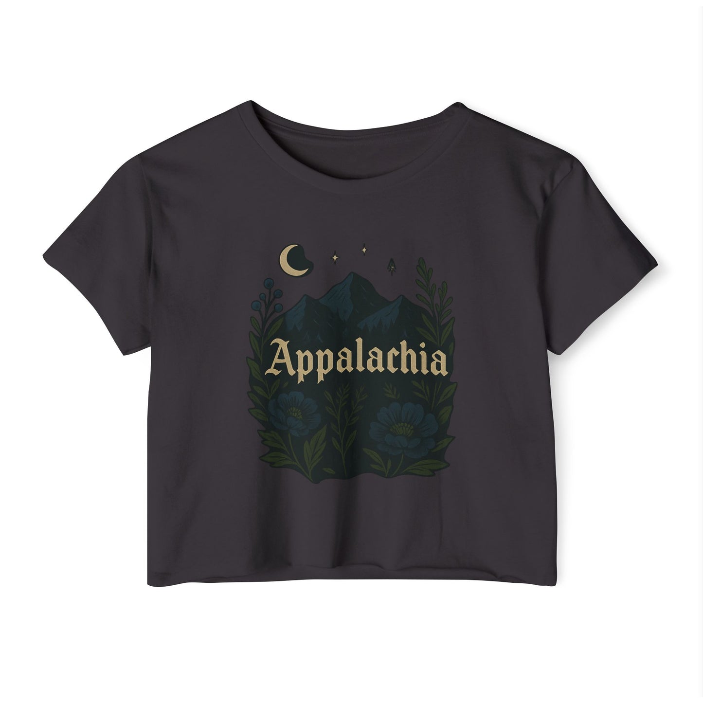 Dark witchy Appalachia Women's Festival Crop Top - Boho Style for Music and Nature Lovers