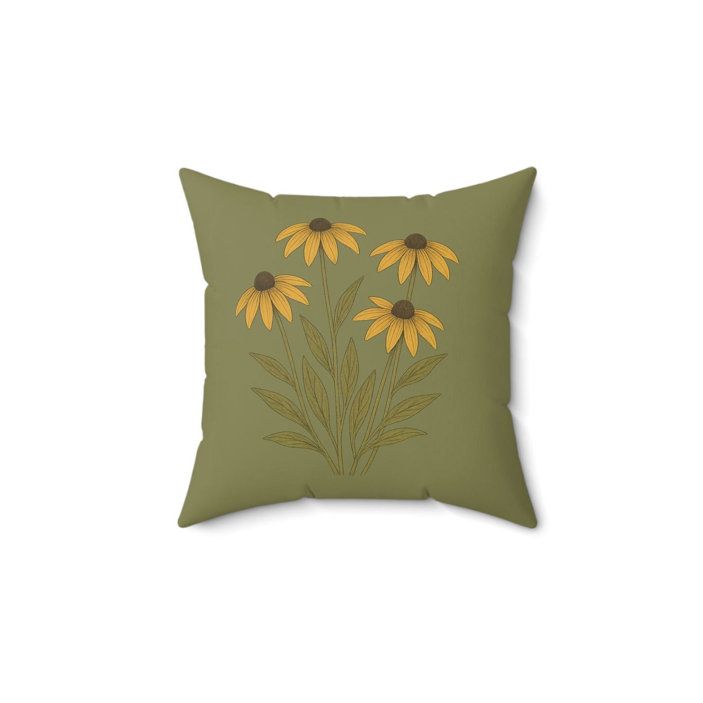 Wildflower Sage Square Pillow for Home Decor, Floral Accent Cushion, Decorative Throw Pillow Set, Red and White Flowers, Spun Polyester