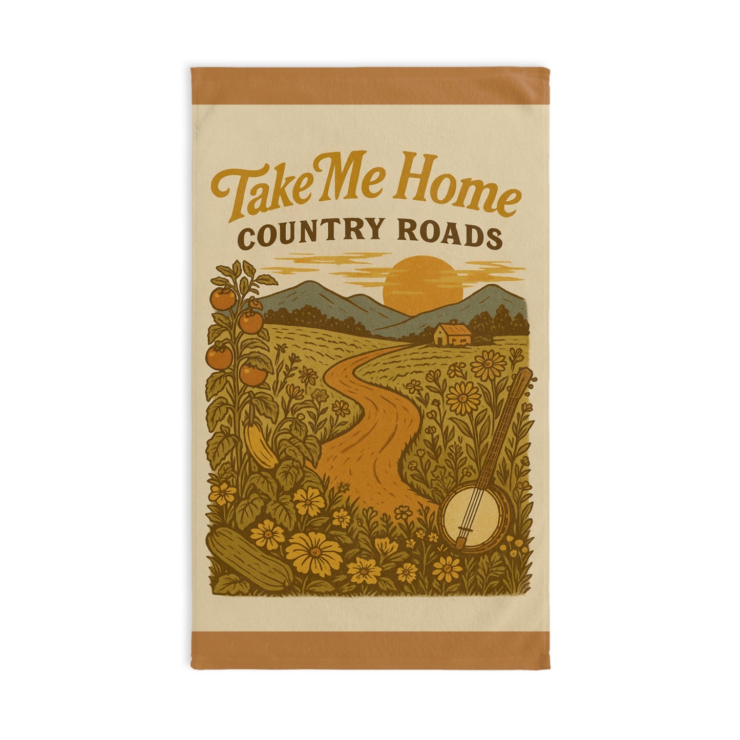 Country Roads Hand Towel - farmhouse kitchen, Rustic Kitchen Towel, Farmhouse Bathroom Decor, Nature Lover Gift, Cabin Towel