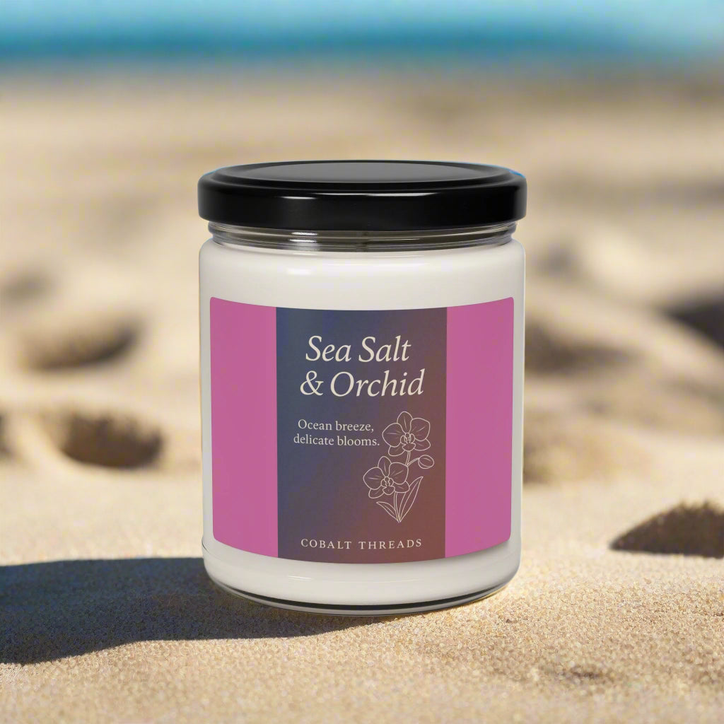 Scented Candle, Sea Salt and Orchid, Home Fragrance, Aromatherapy Gift, Decorative Candle, Relaxing Candle, Spa Candle, Hand-poured Candle