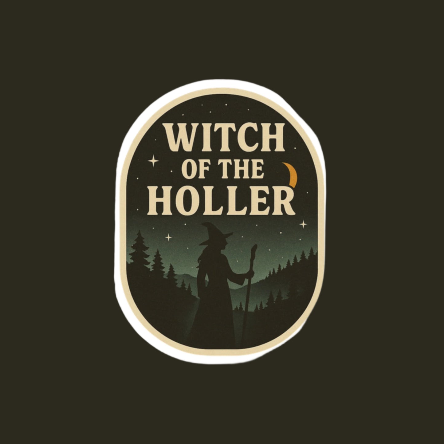 Witch of the Holler Outdoor Sticker, Mystical Die-Cut Design, Car Decor, Halloween Gift, Boho Aesthetic, Nature Lover Decal
