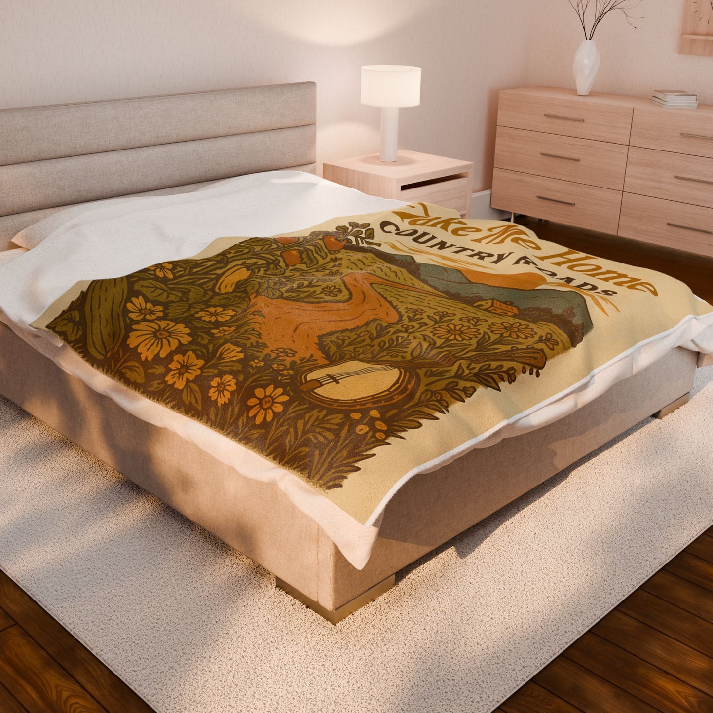 ποΈ Country Roads Plush Blanket β Cozy Gold-Toned Country Comfort πΎπ§‘
