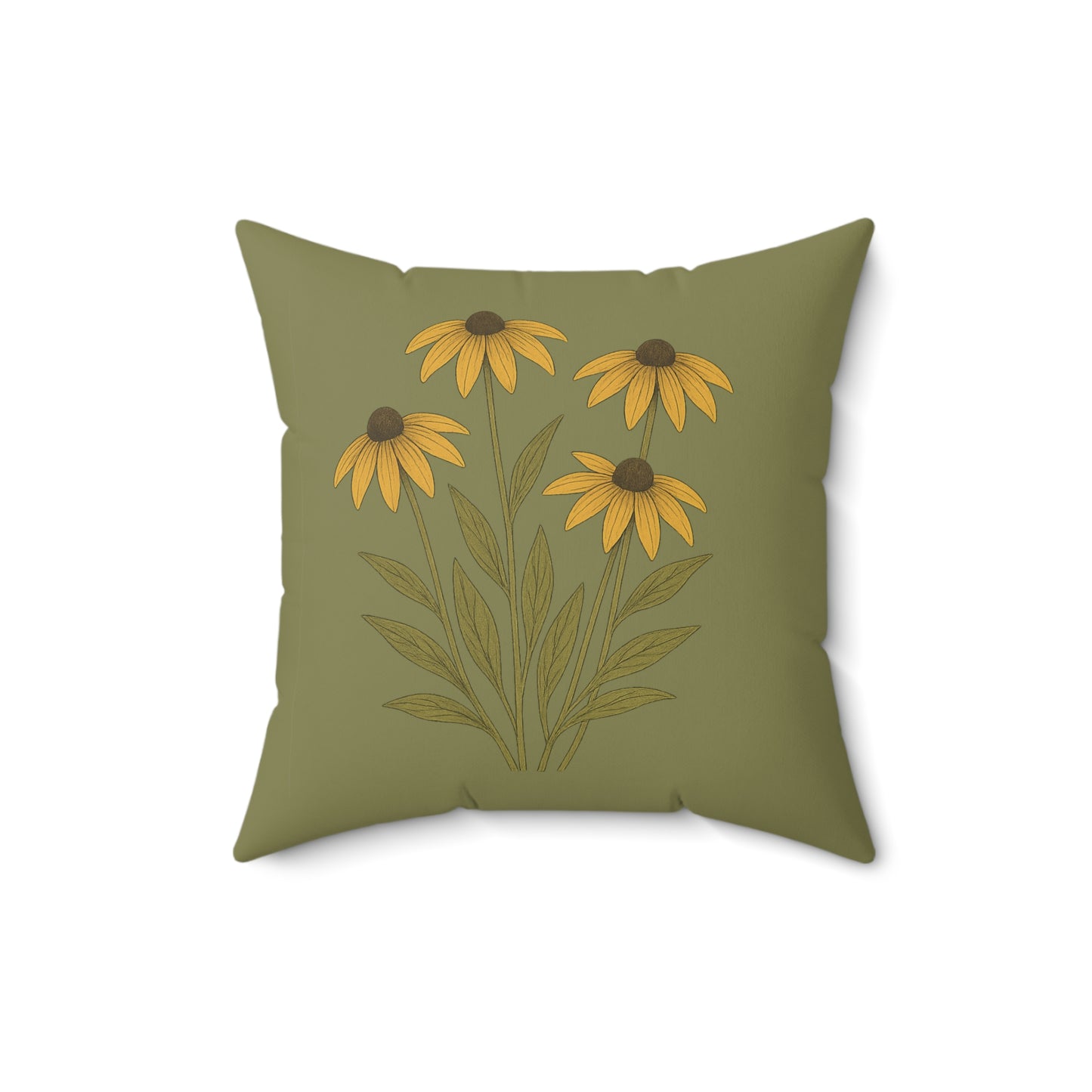 Wildflower Sage Square Pillow for Home Decor, Floral Accent Cushion, Decorative Throw Pillow Set, Red and White Flowers, Spun Polyester