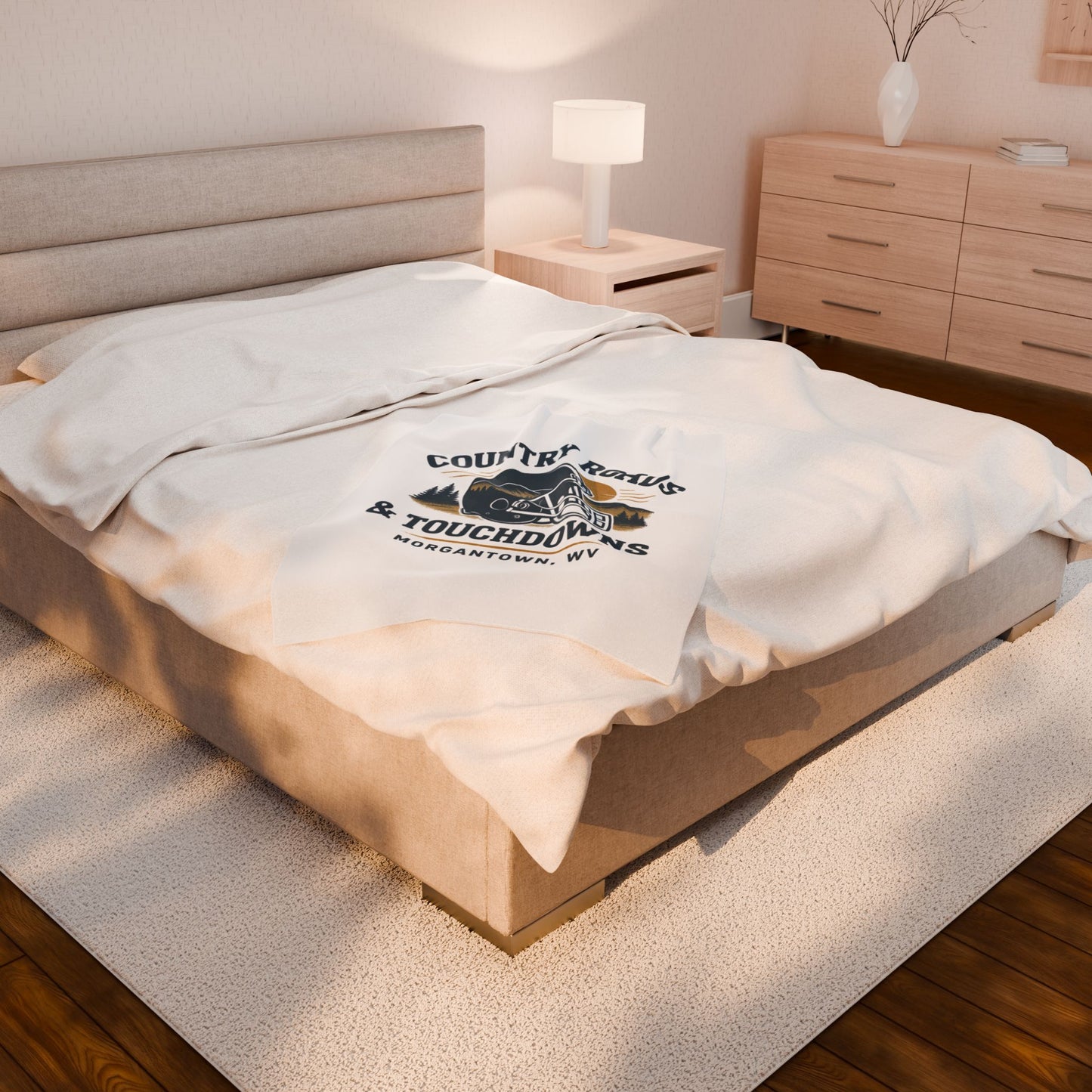 Football-Themed Velveteen Plush Blanket, Cozy Gift for Sports Fans, Country Roads & Touchdowns Decor, Perfect for Tailgating, Game Night
