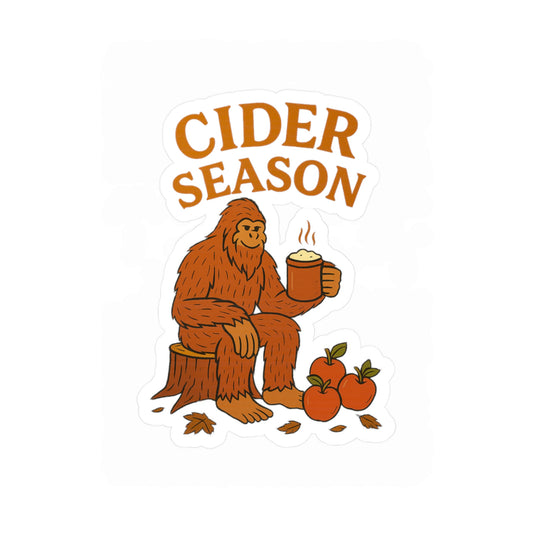 Cider Season Big Foot Sticker – Sasquatch Yeti Cryptid Vinyl Decal