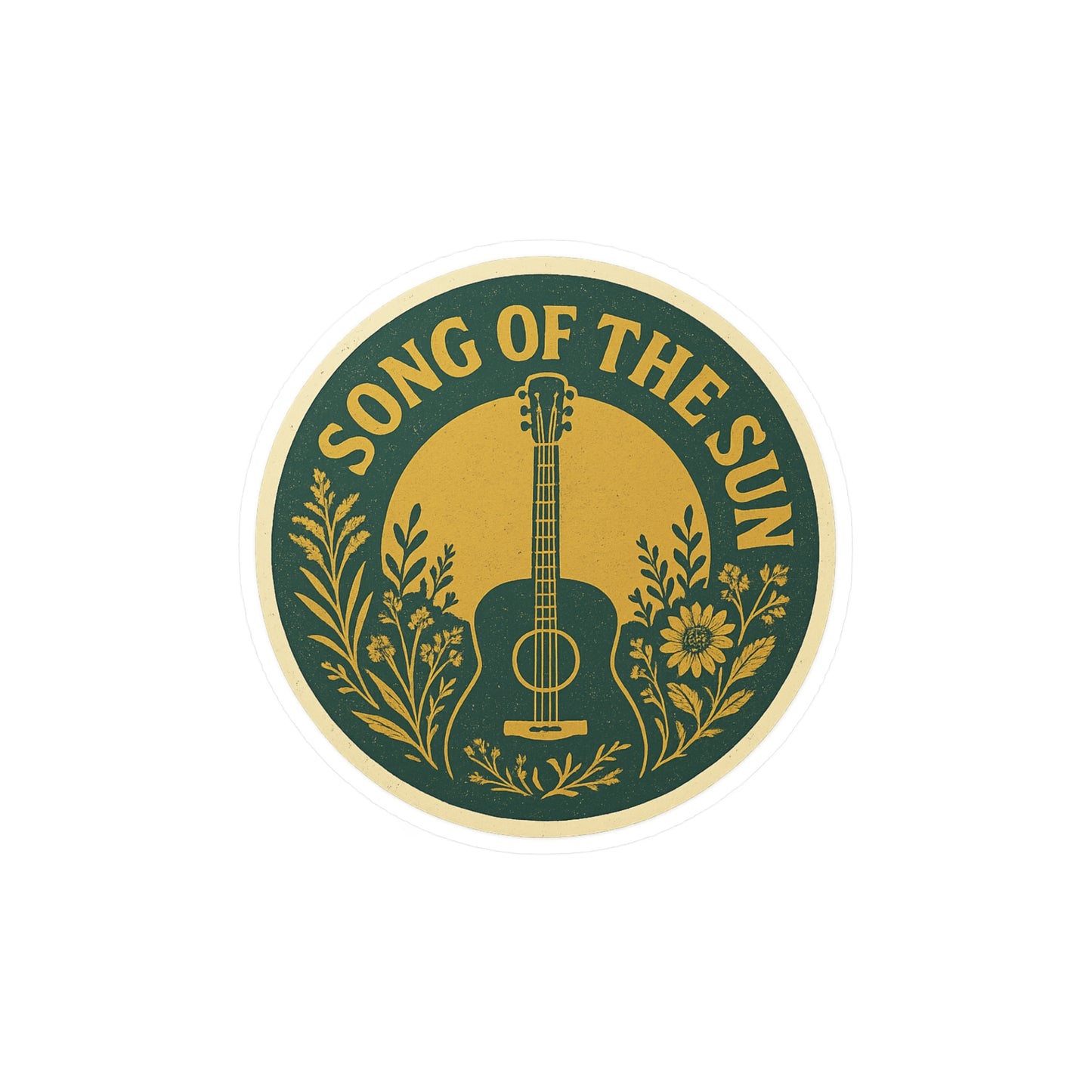 Vinyl Decal Sticker, Guitar Sun Flowers Song of the Sun Collection, Music Decal, Boho Sticker, Laptop Decal, Car Decal, Hippie Decal, Window