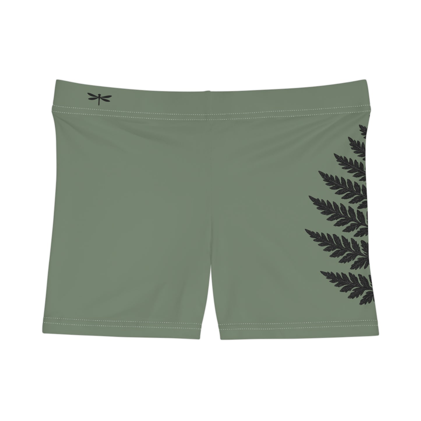 Wild Waters Fern & Dragonfly Yoga Shorts – High-Waisted Nature-Inspired Activewear