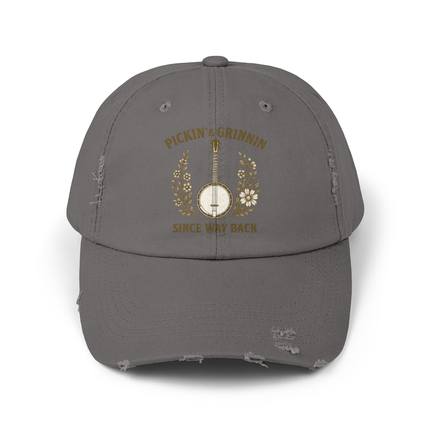 Unisex Distressed Cap - Stylish Bluegrass Hat for Music Lovers, Perfect Gift for Musicians, Casual Wear, Festival Fashion, Vintage Cap