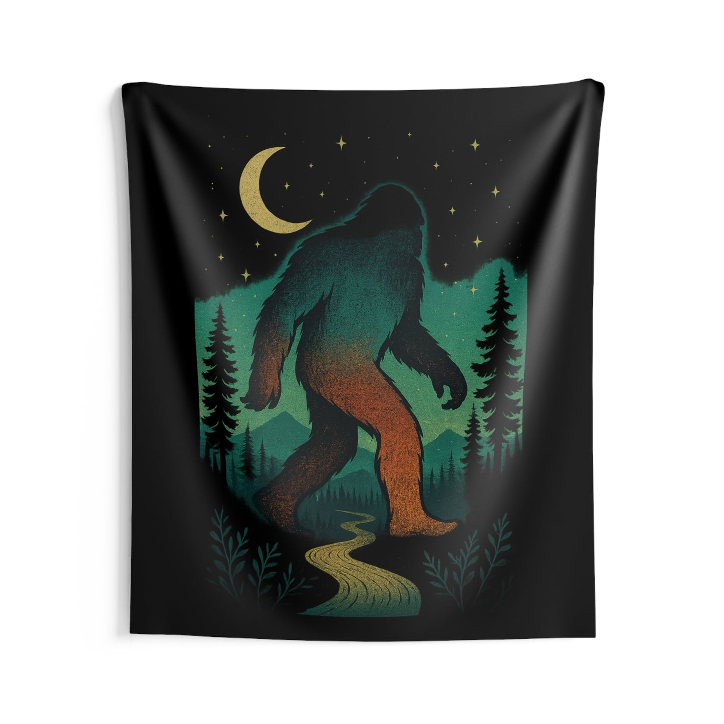 Midnight Forest Bigfoot Tapestry