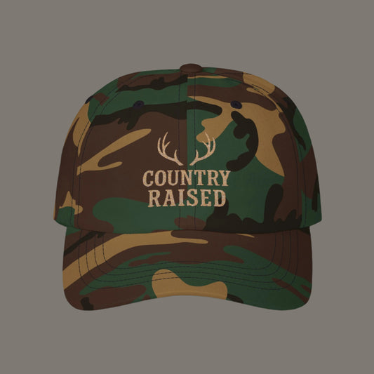 Camo Classic Dad Cap, Outdoor Style Hat, Country Raised Gift for Dads, Hunting Cap, Casual Everyday Wear, Father's Day Gift