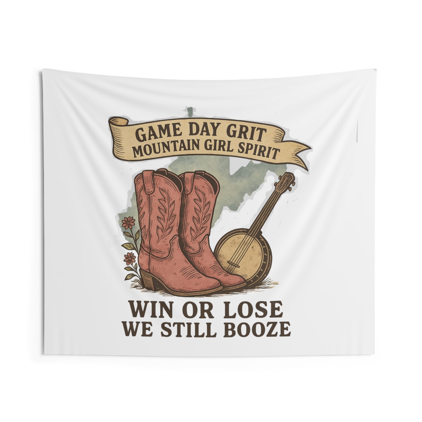 West Virginia dorm/wall Tapestry, Fun Wall Decor for Home, Gift for Country Music Lovers, Bohemian Room Accent, Dorm Decor