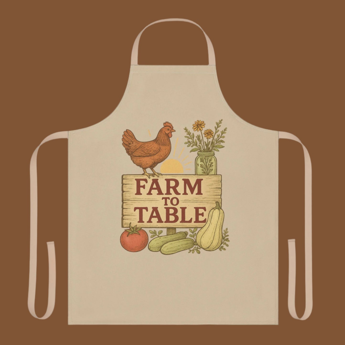 Farm to Table Apron, Kitchen Gift for Home Cooks, Gardening, Cooking Class, Farmhouse Decor, BBQ Party Essentials