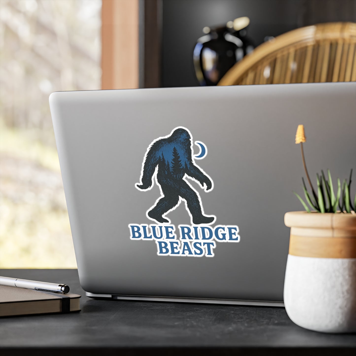 Bigfoot-Themed Kiss-Cut Vinyl Decals, Blue Ridge Beast Stickers for Laptop, Car, Wall Decor, Outdoor Adventure, Gift for Nature Lovers