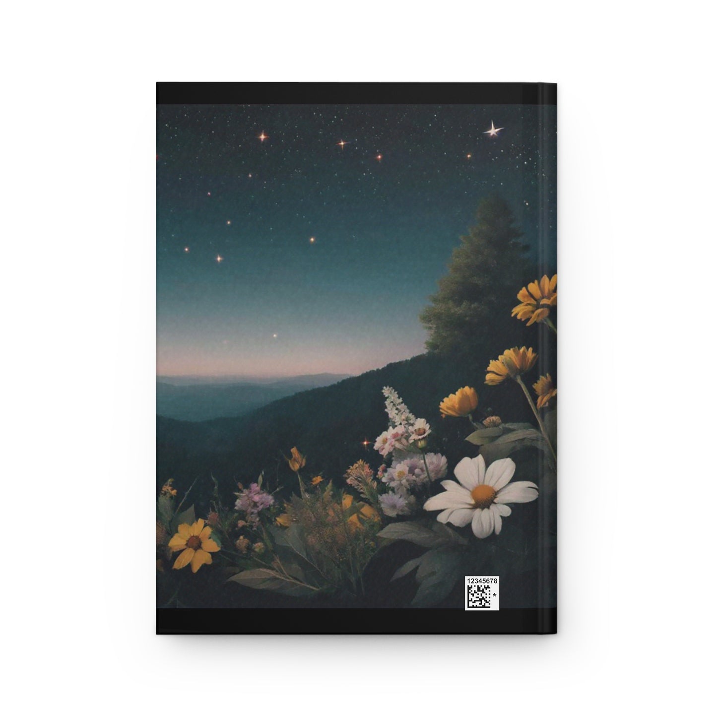 Dreamy Floral Hardcover Journal, Personalized Journal, Night Sky Notebook, Gift for Writers, Journal for Nature Lovers, Moon and Flowers