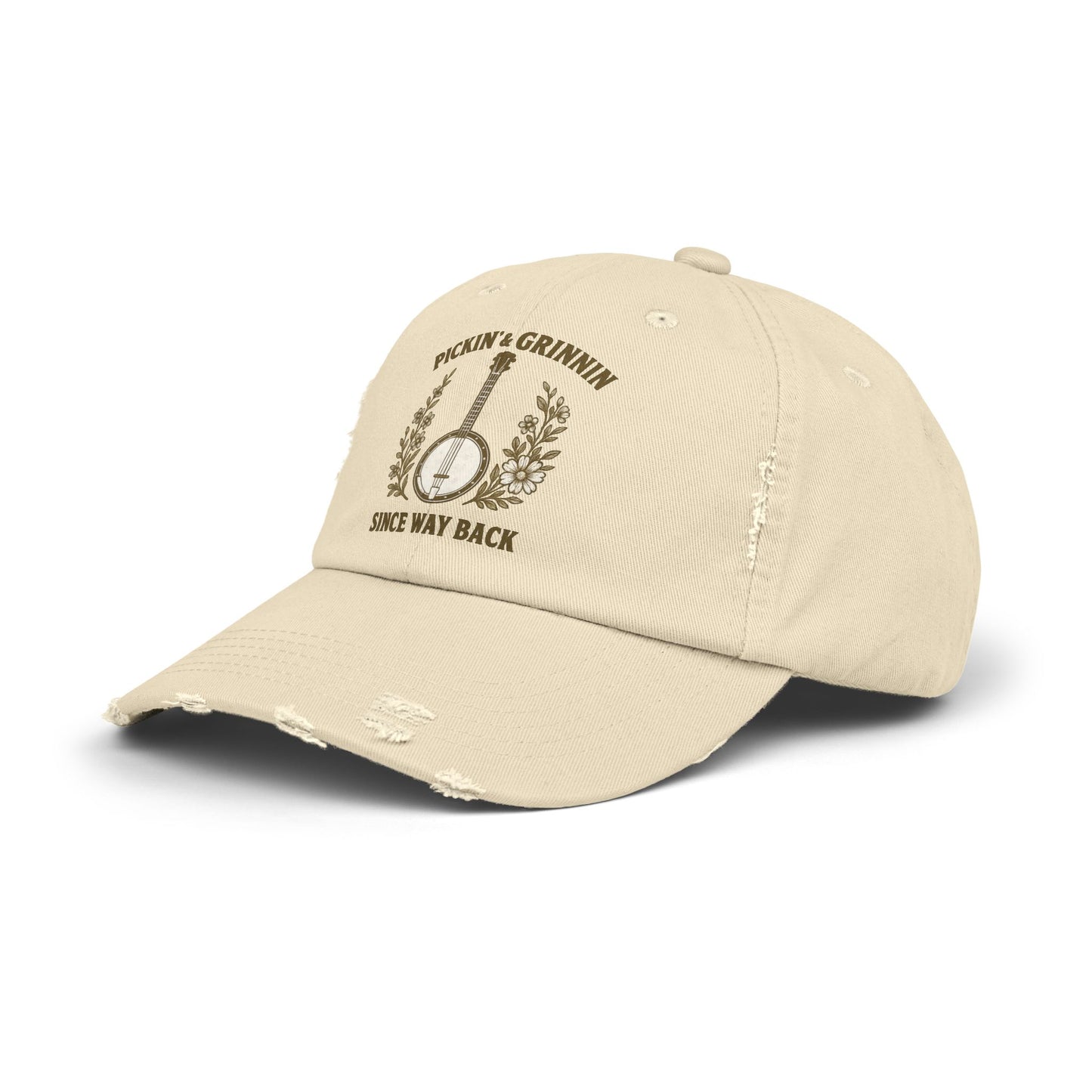 Unisex Distressed Cap - Stylish Bluegrass Hat for Music Lovers, Perfect Gift for Musicians, Casual Wear, Festival Fashion, Vintage Cap