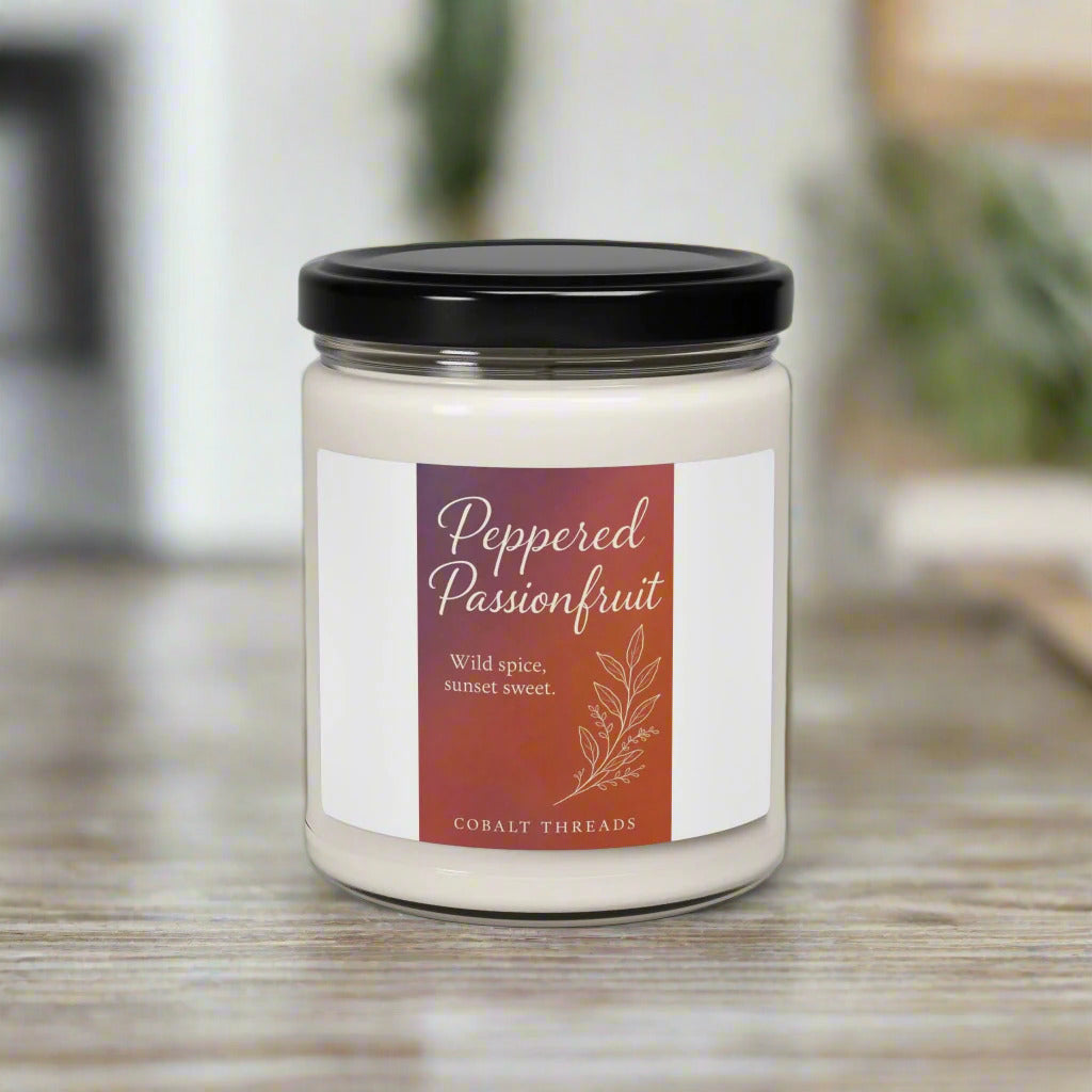 Scented Soy Candle, Peppered Passionfruit 9oz - Home Fragrance, Aromatherapy Gift, Relaxing Candle, Vegan Candle, Handcrafted Candle,