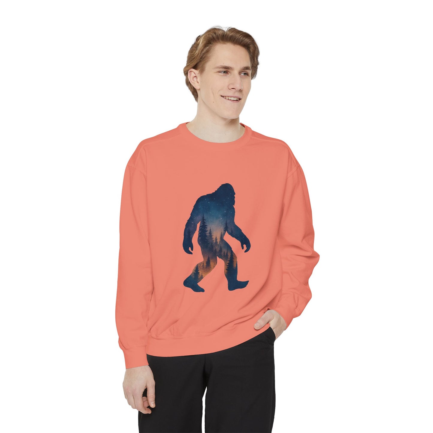 Forest Bigfoot Sweatshirt - Night Sky Unisex Garment-Dyed Crewneck