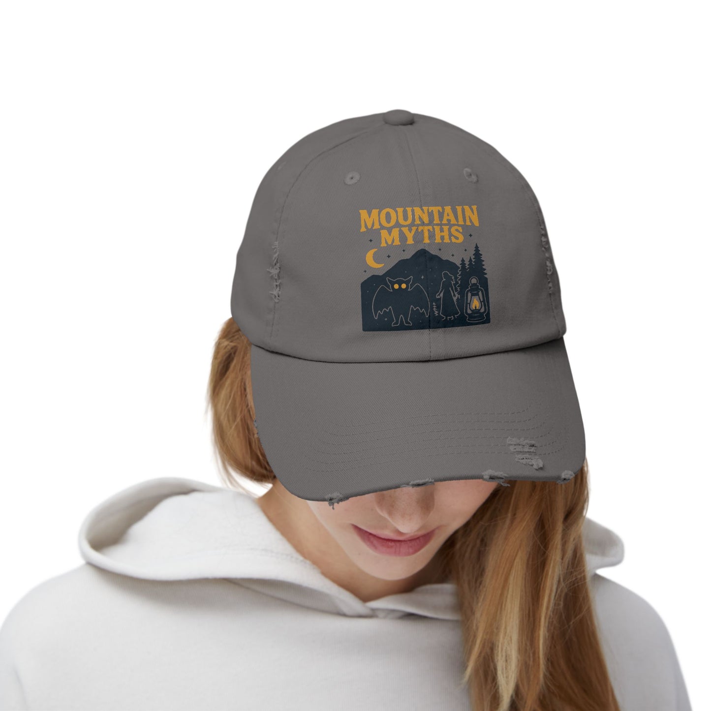 Vintage Appalachian Mountain Myths Distressed Cap, Baseball Hat, Unisex Gift, Outdoor Adventure Headwear, Retro Hiking Accessory