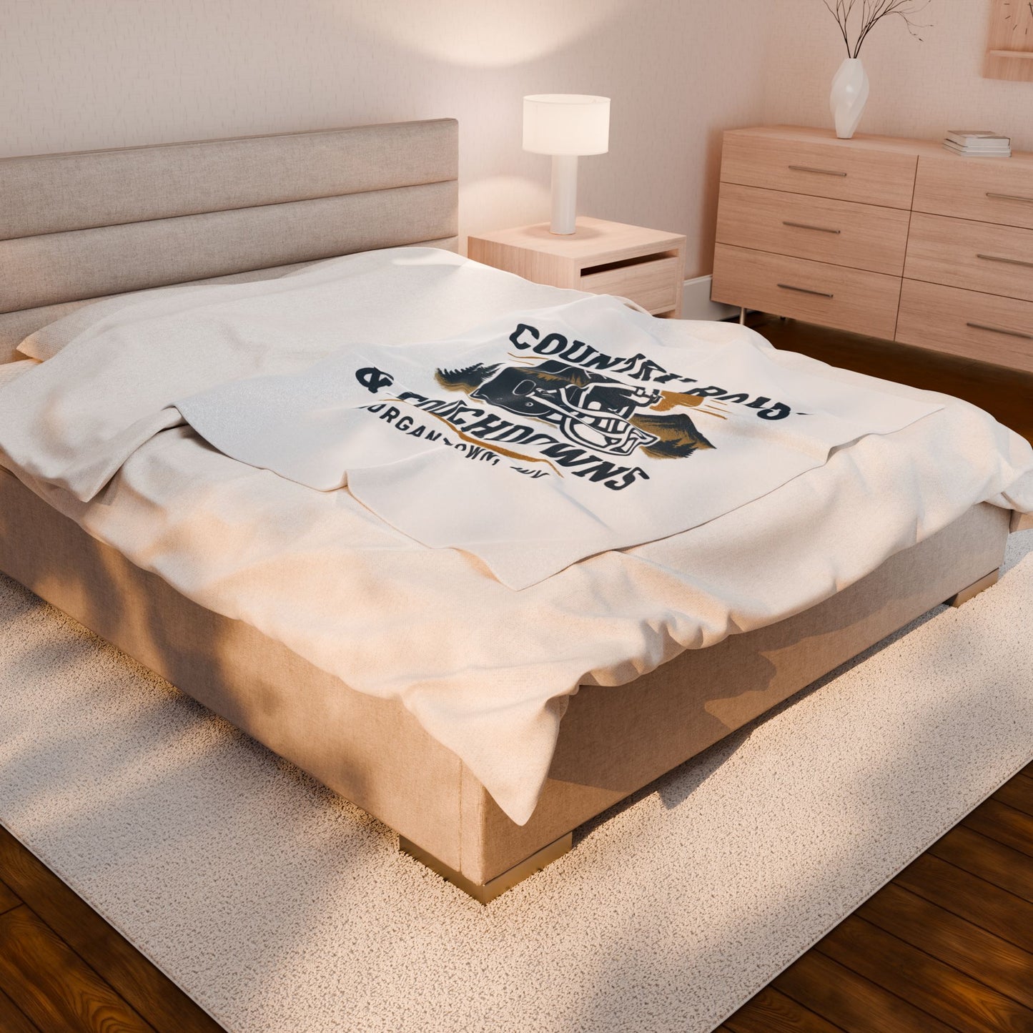 Football-Themed Velveteen Plush Blanket, Cozy Gift for Sports Fans, Country Roads & Touchdowns Decor, Perfect for Tailgating, Game Night