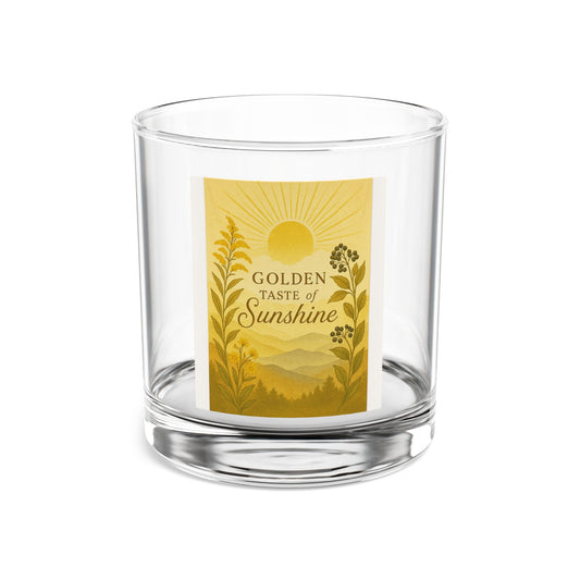 Golden Taste of Sunshine Rocks Glass, 10oz | Ideal for Home Bar, Sun-themed Gift, Personal Use, Parties, Celebrations